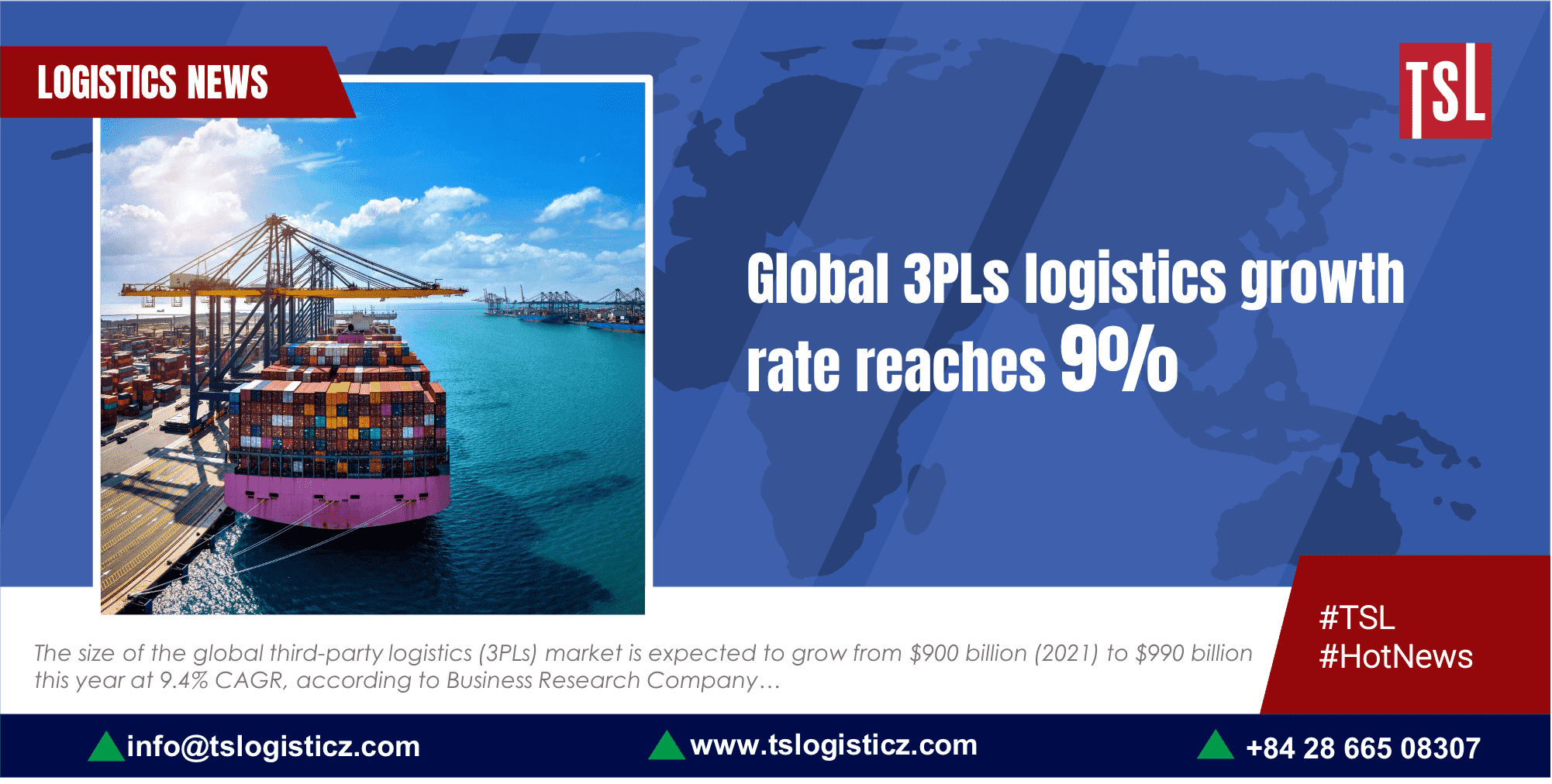 Tốc độ tăng trưởng 3PLs toàn cầu đạt 9%